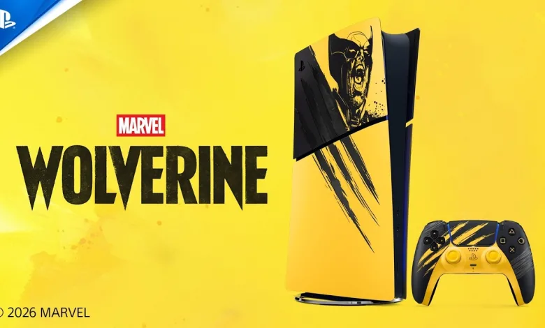 Marvel’s Wolverine Battle Yellow PS5 console and matching DualSense controller