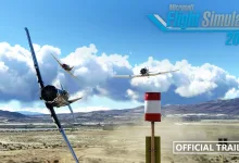 Aircraft flying over a mountain airfield in the Microsoft Flight Simulator 2024 official trailer