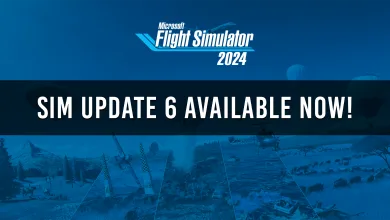Official Microsoft Flight Simulator 2024 banner announcing that Sim Update 6 is available now