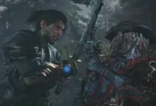 Miyamoto Musashi clashes with a monstrous Genma enemy in Onimusha: Way of the Sword.