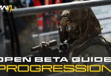 Masked Modern Warfare 4 operator beside the words Open Beta Guide Progression