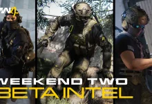Three Modern Warfare 4 operators shown in an official Weekend Two Beta Intel graphic