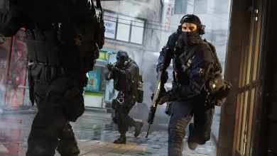 Call of Duty: Modern Warfare 4 operators advance through a rain-soaked Korean city street