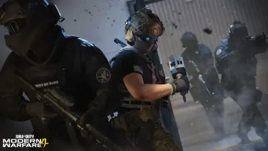 Modern Warfare 4 operators move through a smoky combat area during multiplayer gameplay