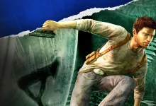Nathan Drake reaching for a pistol in Uncharted: Drake's Fortune artwork