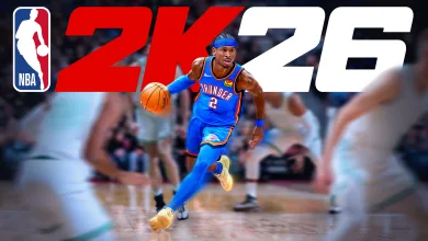 NBA 2K26 promotional artwork showing a basketball player dribbling on a court beneath the NBA 2K26 logo.