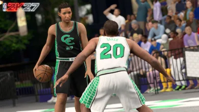 Female and male MyPLAYERs compete in an NBA 2K27 basketball game