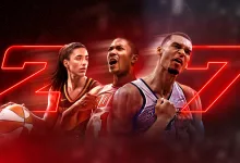 NBA 2K27 artwork showing three basketball players against a red 2K27 logo