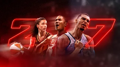 NBA 2K27 artwork showing three basketball players against a red 2K27 logo
