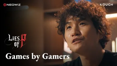 A Nough developer featured beside the Neowiz, Nough, and Lies of P logos with the text Games by Gamers