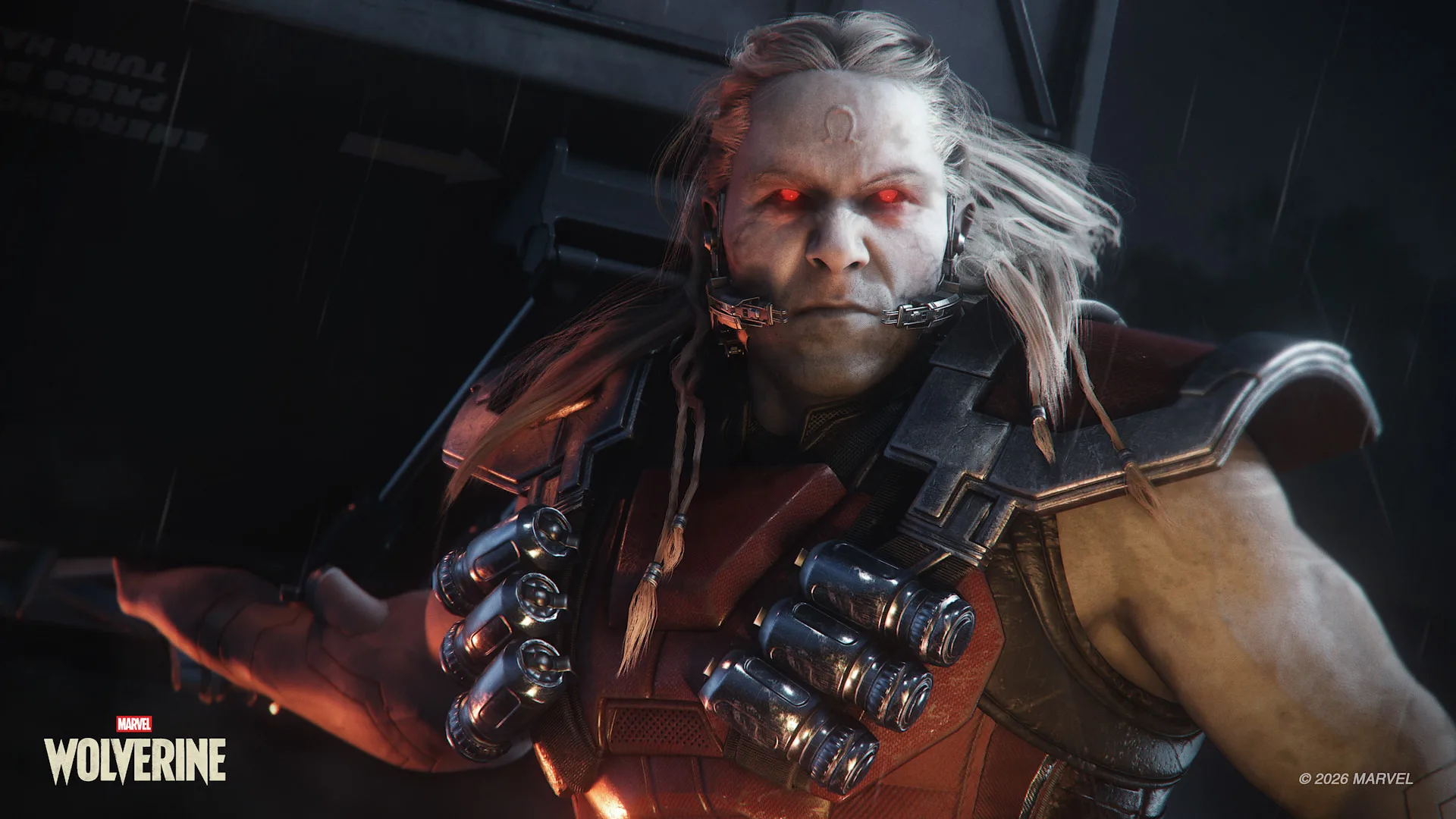 Omega Red confronts Wolverine inside a dark facility