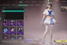 Once Human Shop interface showing cosmetic categories, item thumbnails, and prices