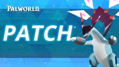 Palworld patch artwork showing Jetragon beside the word PATCH