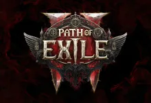 Path of Exile 2 logo on a dark red background