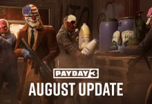 Masked PAYDAY 3 heisters gathered in a room during the August Update