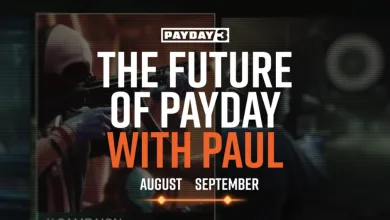 PAYDAY 3 graphic reading “The Future of PAYDAY with Paul” with August and September update markers