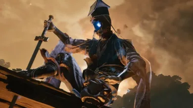 A masked warrior wielding a sword in a Phantom Blade Zero combat scene