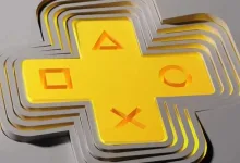 Stacked gold PlayStation Plus symbols on a gray background.