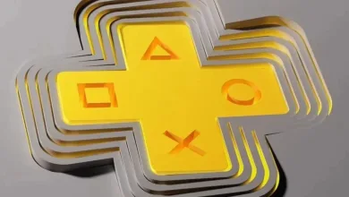 Stacked gold PlayStation Plus symbols on a gray background.