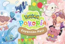 Pokémon Pokopia characters surrounding the Expansion Pass logo