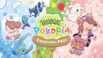 Pokémon Pokopia characters surrounding the Expansion Pass logo