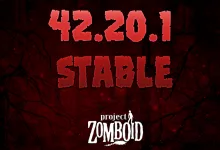 Official Project Zomboid artwork announcing the 42.20.1 stable hotfix