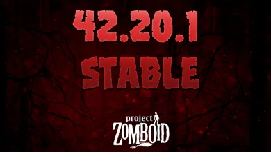 Official Project Zomboid artwork announcing the 42.20.1 stable hotfix