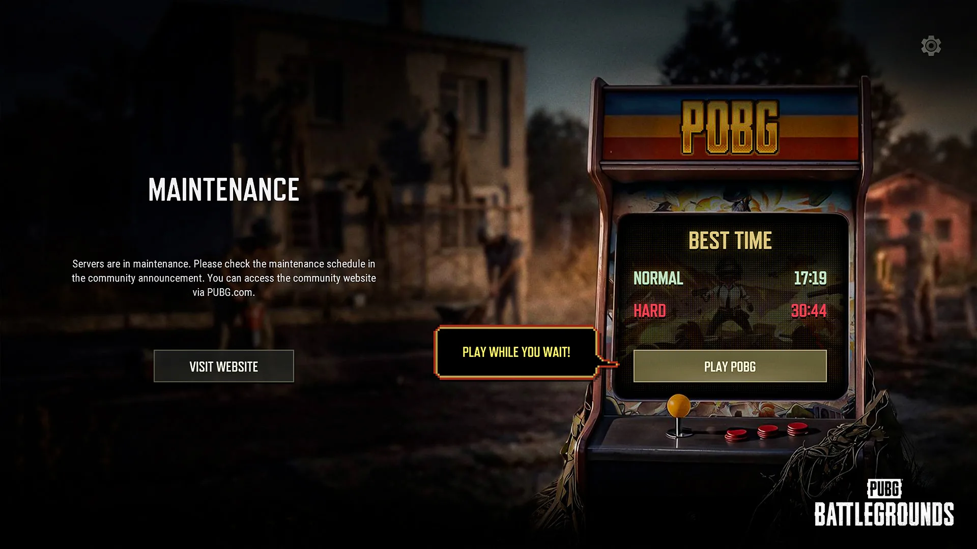 PUBG POBG mini-game screen available during maintenance