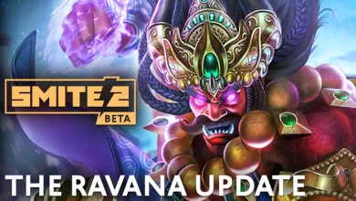 Ravana, the demon king, appears in SMITE 2 artwork labeled The Ravana Update.