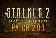 S.T.A.L.K.E.R. 2: Heart of Chornobyl Patch 2.0.1 logo over a dark wooded scene
