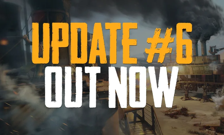 SAND: Raiders of Sophie Update #6 Out Now graphic over a smoky desert settlement