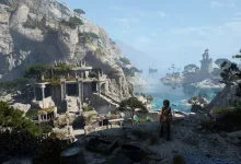 Sophia looking over a coastal site on Crete