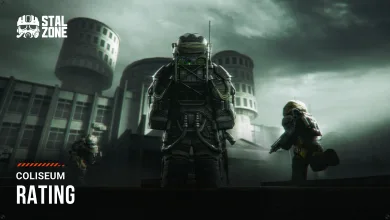 STALZONE characters stand in a ruined city beneath the words “Coliseum Rating.”