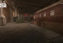 A red train car, industrial walkways, crates, and concrete structures fill the reworked Depot map in STALCRAFT: X