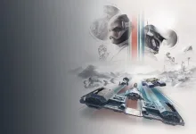 Star Wars: Galactic Racer artwork showing multiple racing vehicles beneath armored figures