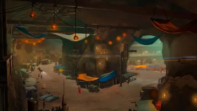 A colorful marketplace environment in Star Wars: The Old Republic
