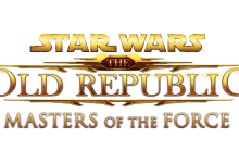 Star Wars: The Old Republic logo with the subtitle Masters of the Force on a black background