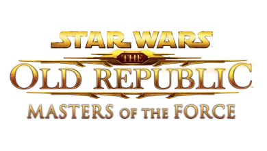 Star Wars: The Old Republic logo with the subtitle Masters of the Force on a black background