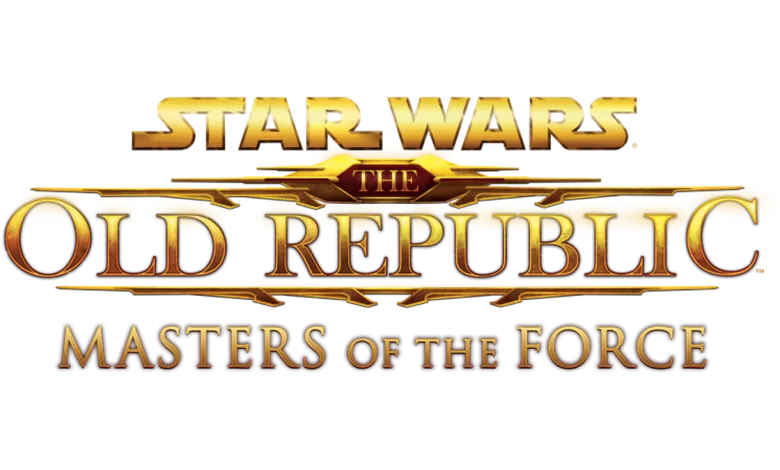 Star Wars: The Old Republic logo with the subtitle Masters of the Force on a black background