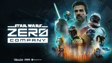 Star Wars Zero Company key art featuring a group of characters against a blue sci-fi background