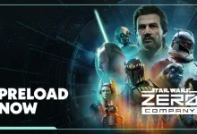 Star Wars: Zero Company characters displayed with a Preload Now message