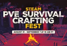 Steam PVE Survival Crafting Fest graphic announcing the August 31 to September 7 event