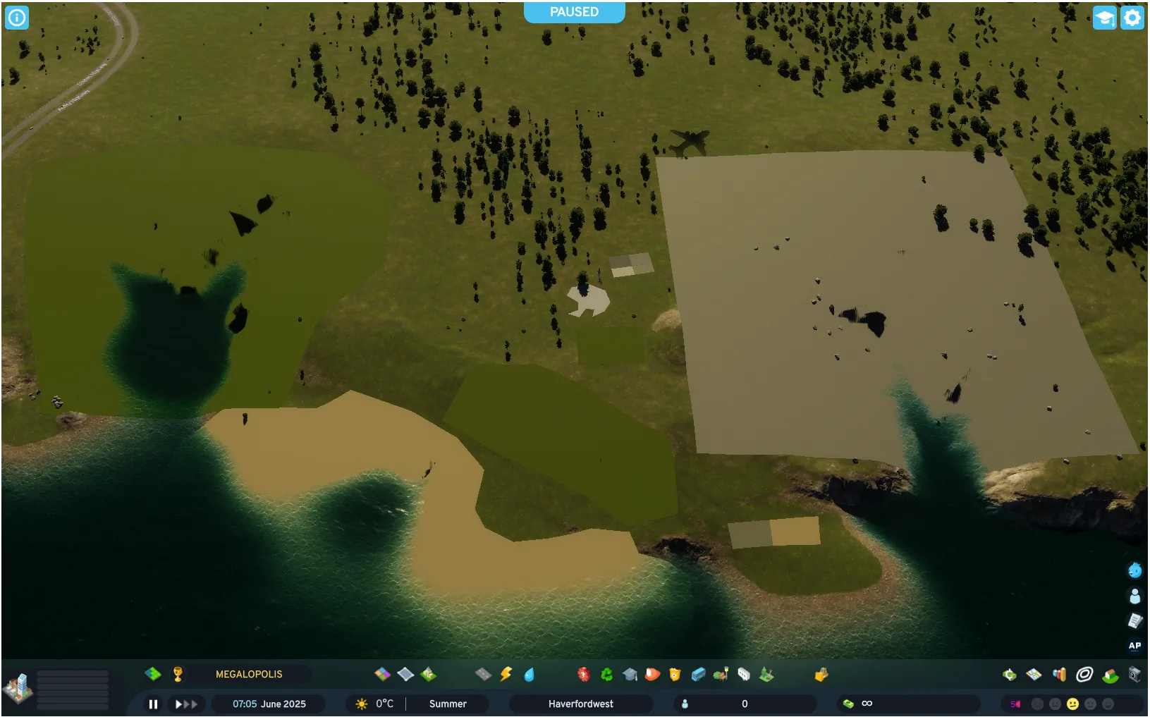 Terrain surface rendering before terrain normals follow the ground shape