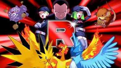 Team Rocket members and Pokémon including Mewtwo, Moltres, Articuno, and Zapdos against a red background in Pokémon TCG Pocket artwork.