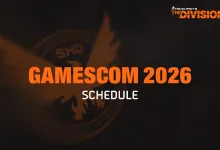 The Division 2 logo above the words Gamescom 2026 Schedule on a dark Division-themed background