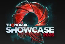 Red THQ Nordic emblem above the words “THQ Nordic Showcase 2026”