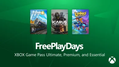Xbox Free Play Days artwork featuring Train Sim World 6, Icarus: Console Edition, and Lynked: Banner of the Spark