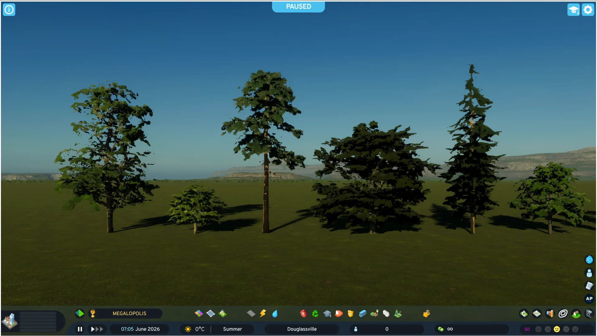 Cities: Skylines II trees before the level-of-detail update