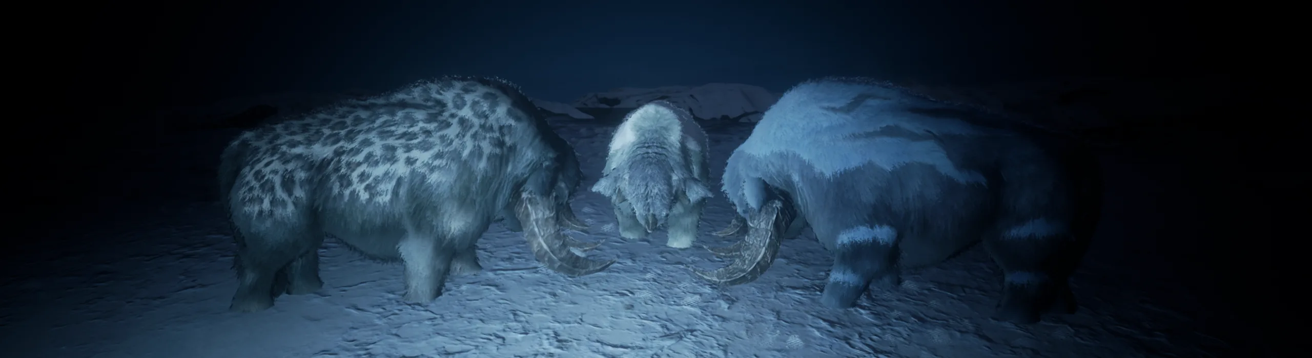 Tuskers standing together in a snowy biome