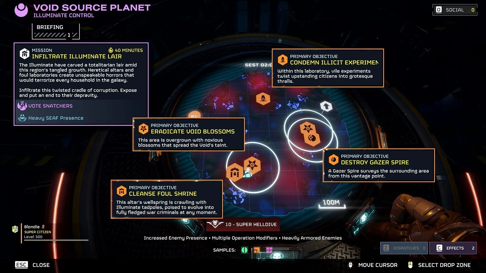 Void Source Planet operation map with randomized objectives